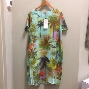 Lovely Linen Tropical Print Dress
